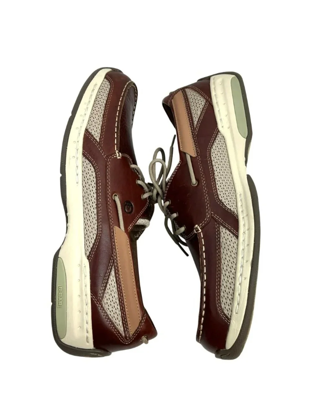 Dunham Captain Leather Mesh Lace Boat Shoes Mens 14 Brown Tan Casual Comfort
